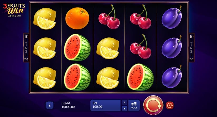 3 Fruits Win: 10 Lines casino gameplay