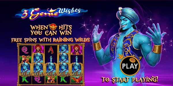 3 Genie Wishes slot game welcome
