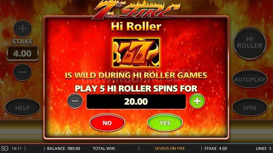 Play 7s on Fire Slots Features