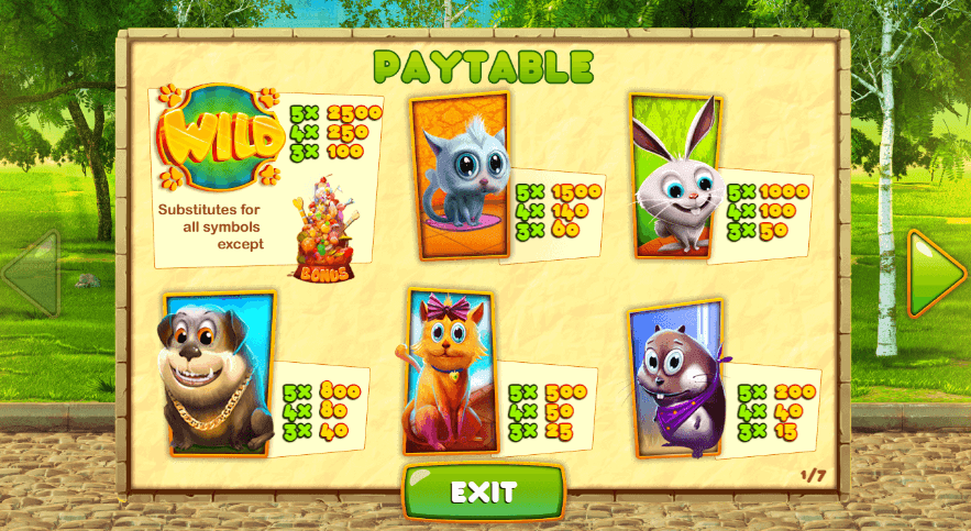 Pets Slot Paytable