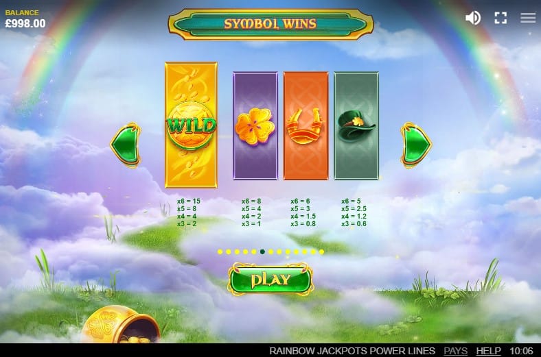 Rainbow Jackpots Power Lines Slot Symbols