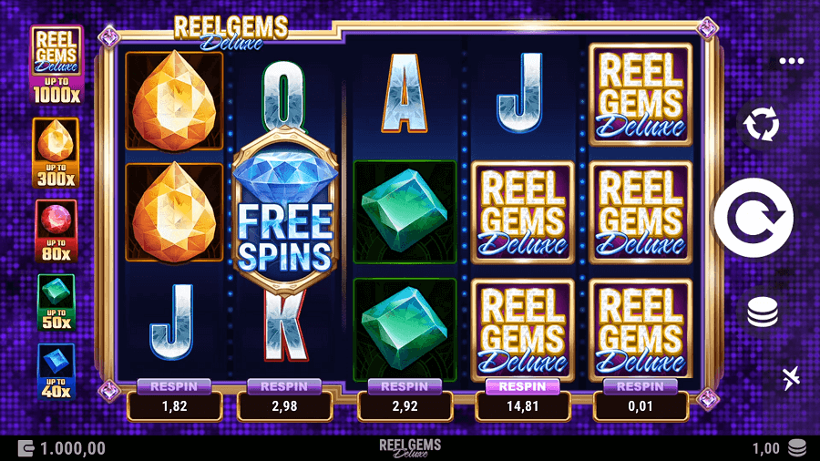 Reel Gems Deluxe Slot Gameplay