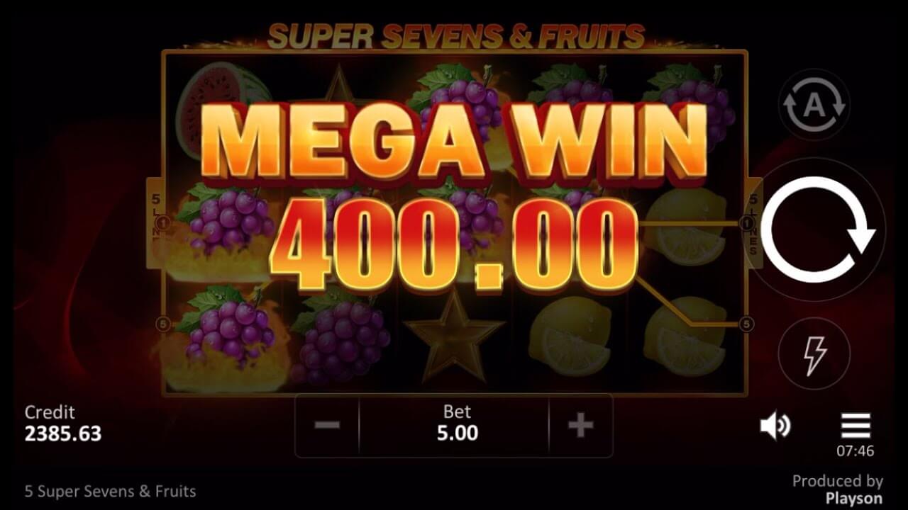 Super Sevens and Fruits Slot Wins