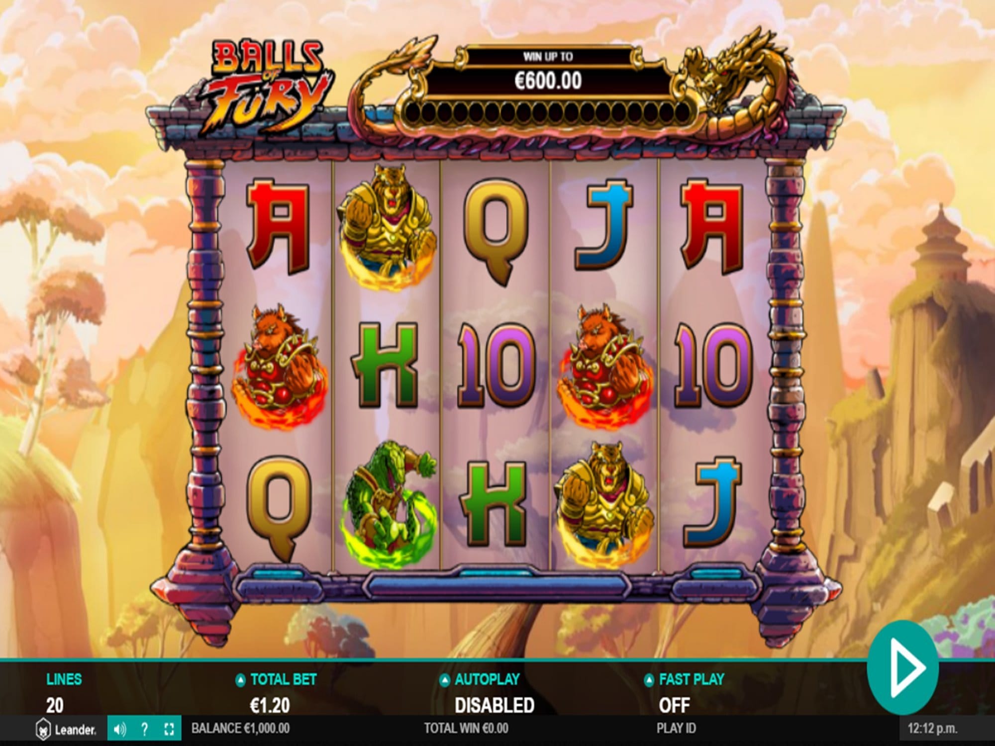 Balls of Fury Slots Reels