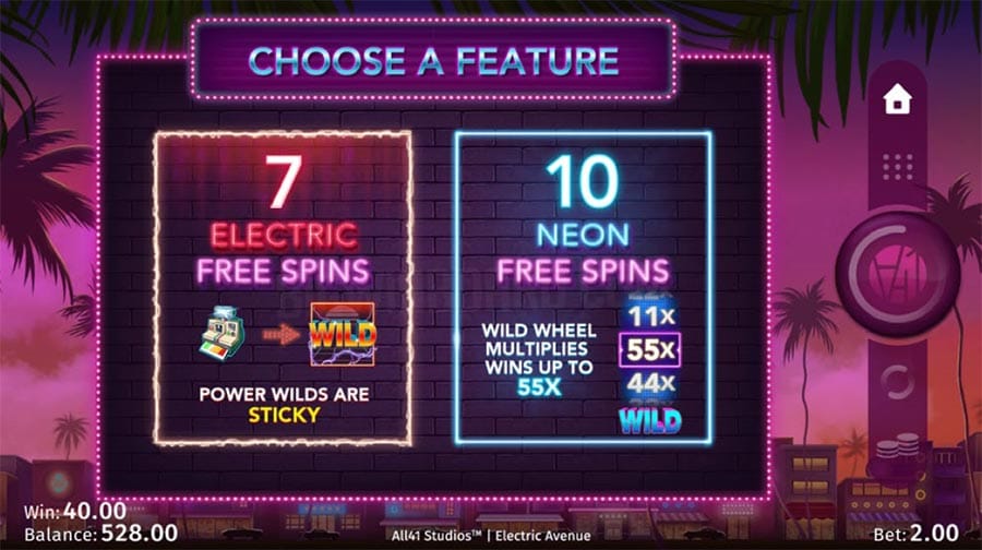 Electric Avenue Slot Features