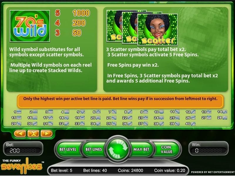 Retro Funky 70s Slot Features