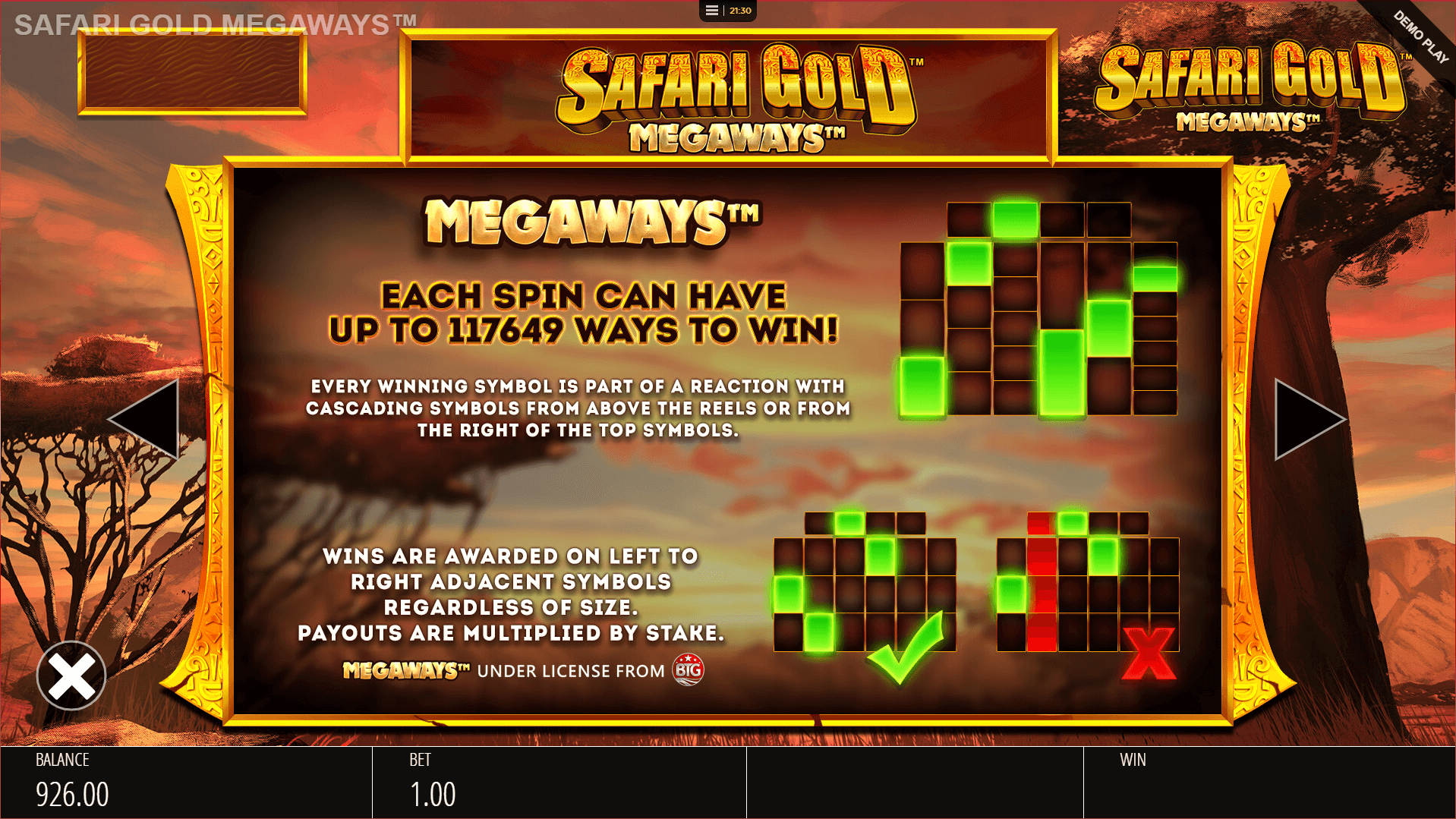 Safari Gold Megaways Slot Paylines