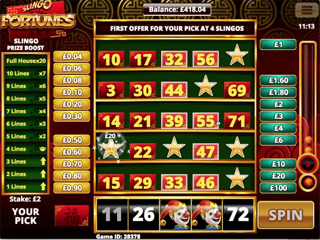 Slingo Fortunes Slots Bonus