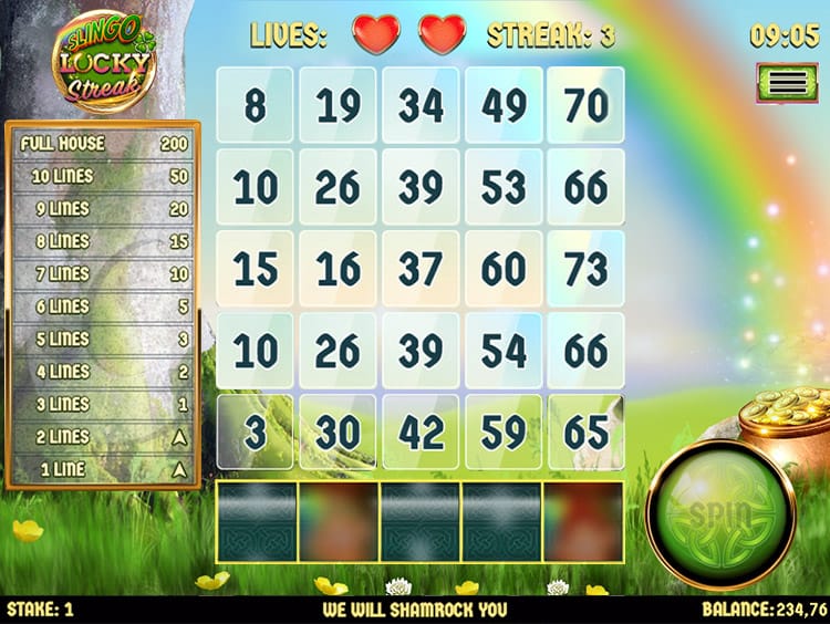 Slingo Lucky Streak Slots Gameplay