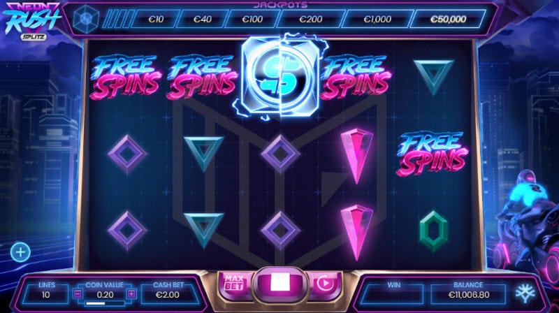 Neon Rush Splitz Slots Game