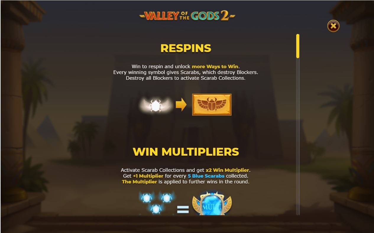 Valley of the Gods 2 Slot Features