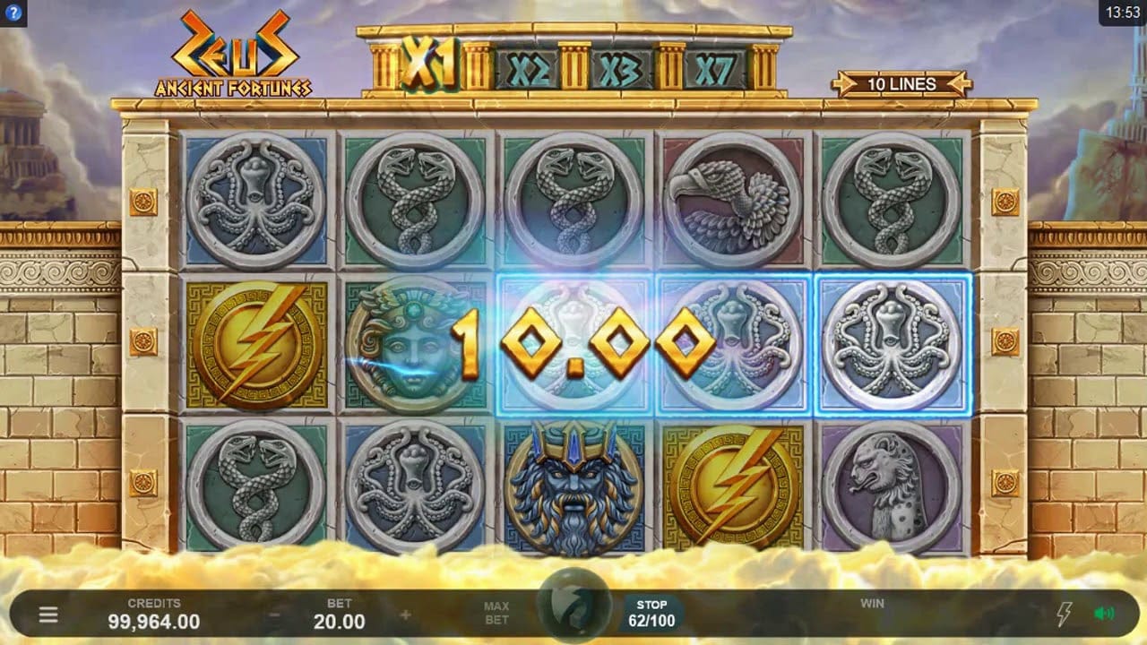 Ancient Fortunes: Zeus Slot Win